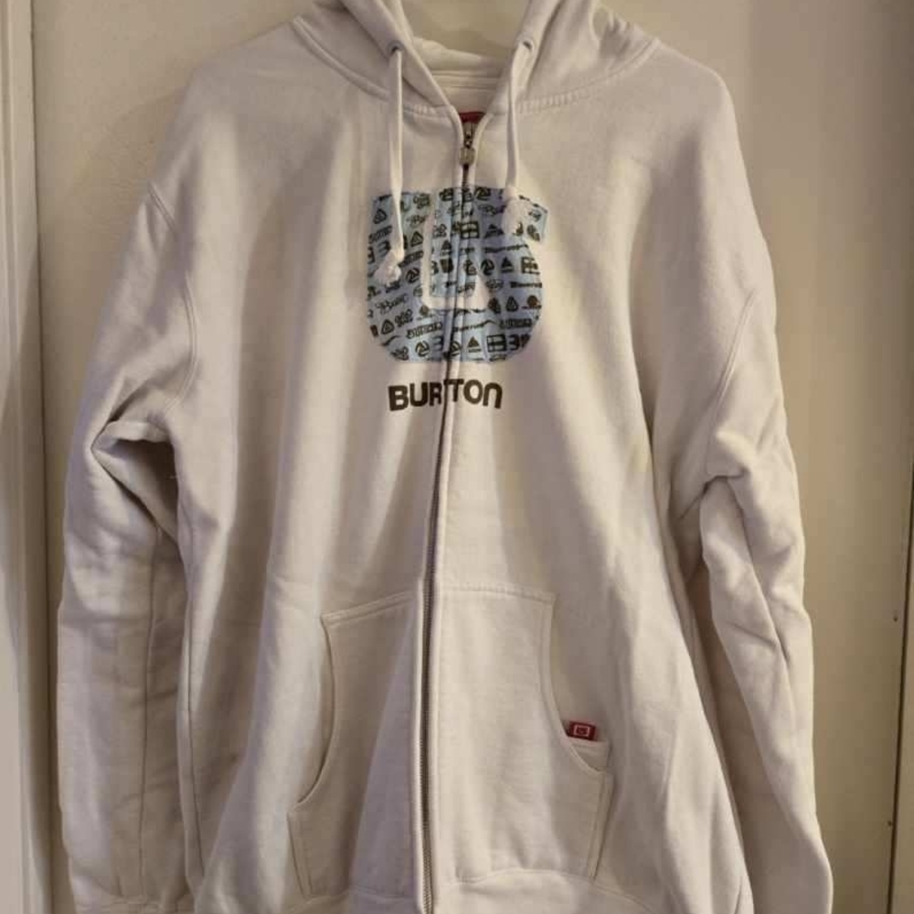 Burton White Zip-Up Hoodie